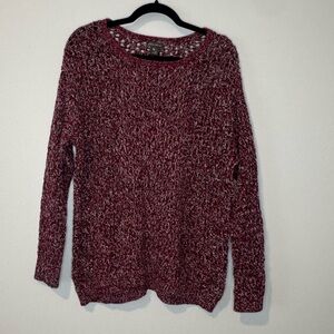 Eddie Bauer Burgundy Marled Knit Sweater Long Sleeve Size M